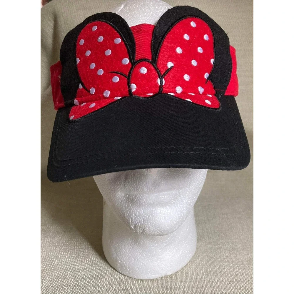 September 2015 Disney Parks Minnie Mouse Sun Visor Order #J45004 Red Black Dots